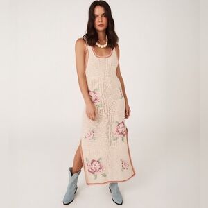 NWT Spell And The Gypsy Collective Coastal Granny Crochet Floral Midi Dress